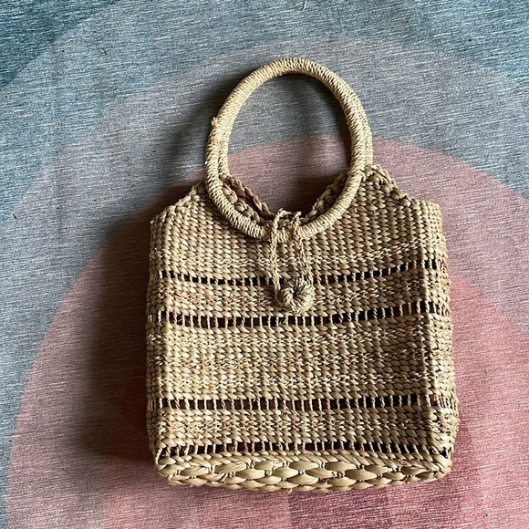 Natural Boho Woven Wicker Tote Clutch Purse - Picture 7 of 14